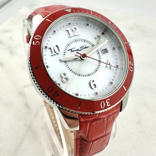 Orologio Thomas Sabo vera pelle rossa quarzo analogico donna 38mm, batteria nuova