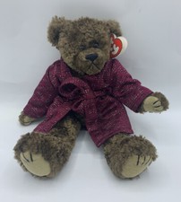 TY Tyrone Beanie Babies Brown Bear In Sparkly Maroon Robe 12