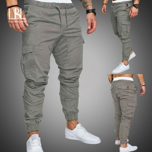 Pantalones Largos De Chándal Casual Para Hombre Moda De Algodón Gimnasio  Deporte | eBay