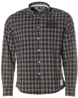 Kitaro Herren Langarm Hemd Button-Down Karo -Baseball- Grey Mel M K8180