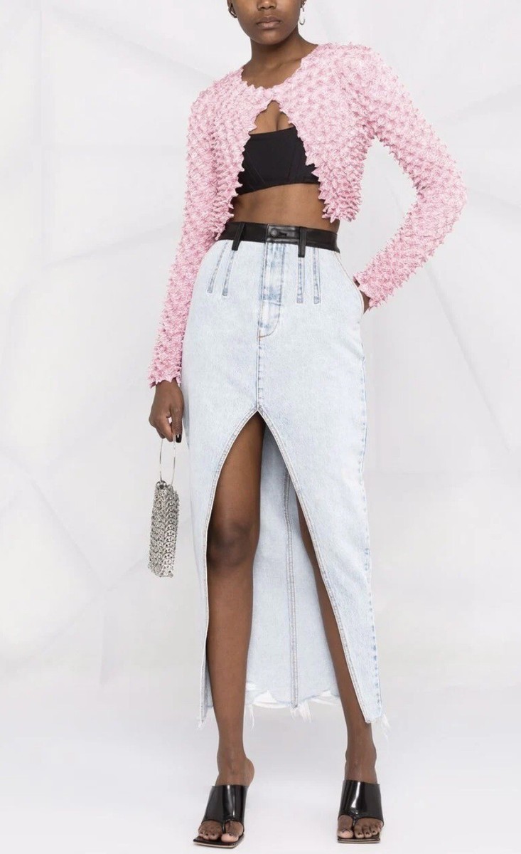 Alexander Wang Cropped Snap Front Shibori Cardigan Satin Textured