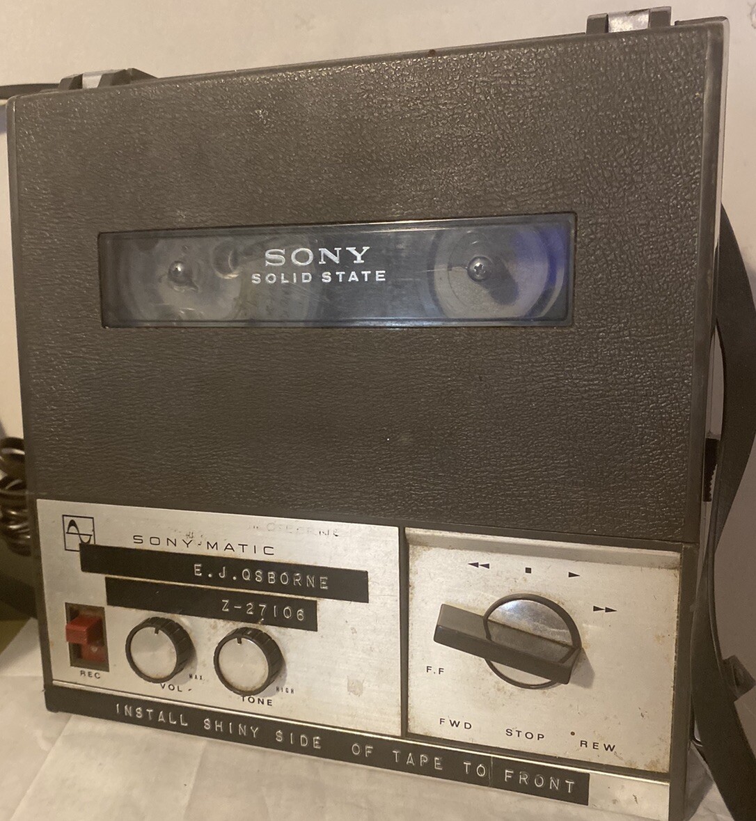Sony TC-900 Sony-Matic Tapecorder Tape Recorder w/ Case  Microphone And Speaker