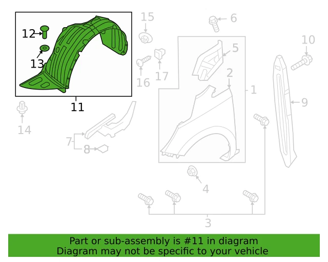OEM FENDER LINER WHEEL GUARD FRONT DRIVER for 15-21 KIA SEDONA 86811A9000⭐⭐⭐⭐⭐ - Image 3 of 4