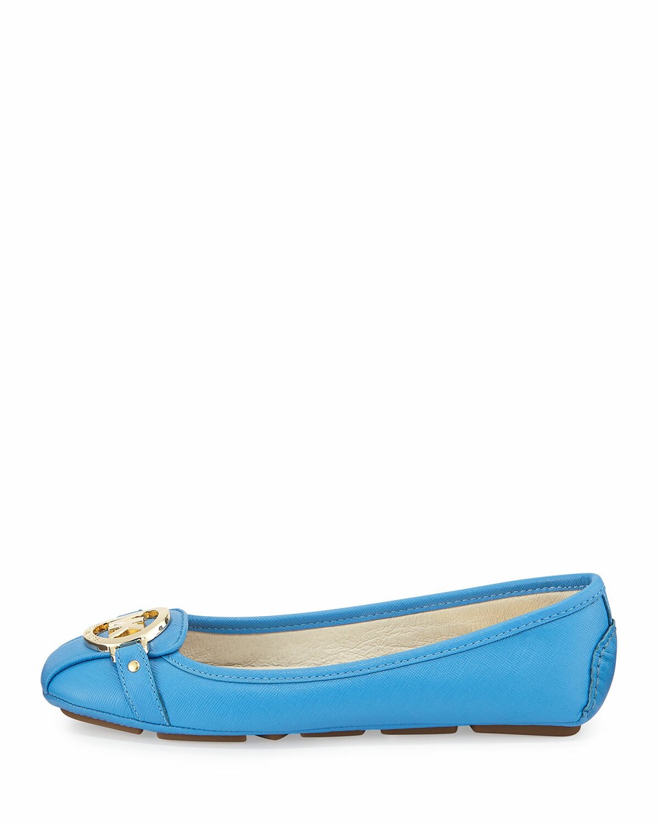 MICHAEL KORS FULTON HERITAGE BLUE MK GOLD LOGO MOCCASINS FLATS US