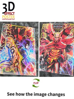 Naruto,Sasuke -3D Poster 3D Lenticular Flip Effect,2 Images In One