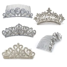 Women Girls Hair Tiara Bridal Wedding Prom Crystal Hair Accessory 
