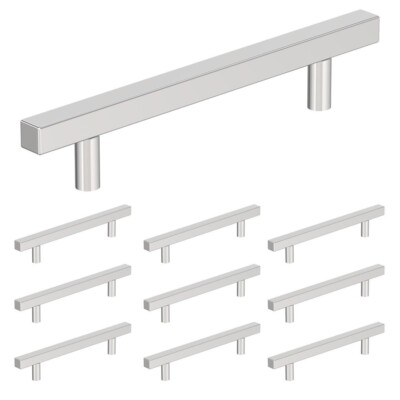 25 Pack Brushed Steel Square Bar Pulls 160mm (6.3'') c,c with installation screws