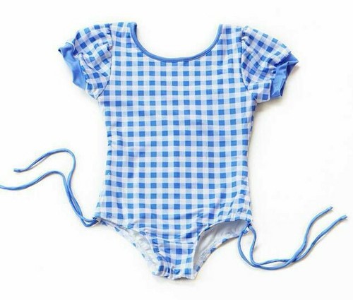NWT Well Dressed Wolf Wildling Lavender Blue Gingham Leo Swimsuit size 18 mths - Picture 3 of 10