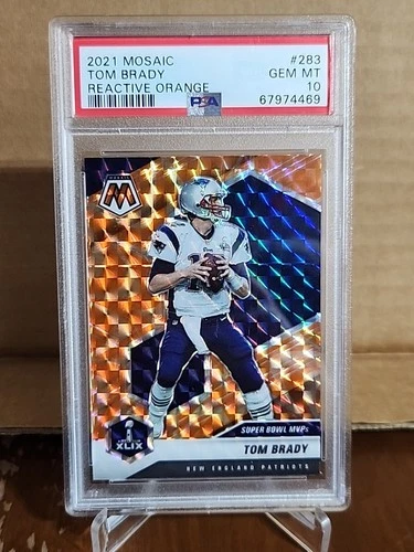 2021 Panini Mosaic Tom Brady Reactive Orange PSA 10