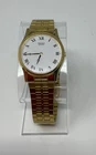 VTG Seiko 5Y30-7A71 Men's Quartz Watch White Dial Gold Tone Roman Numerals