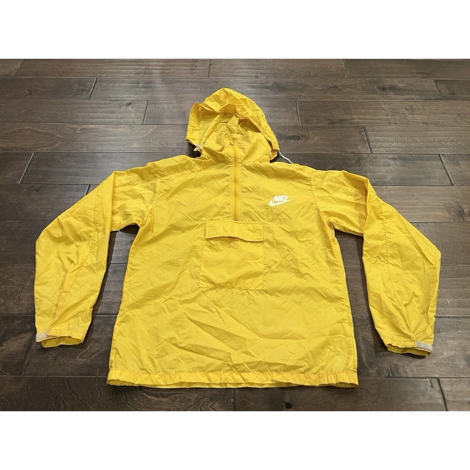Vintage 70’s Nike Yellow 1/2 Zip Windbreaker Jacket S Made in USA Orange Swoosh - Image 2 of 4