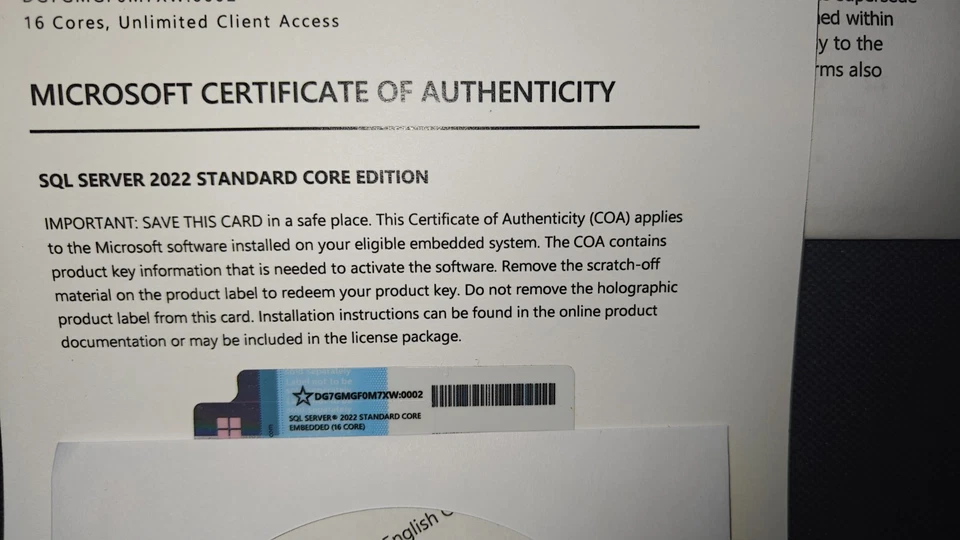 SQL Server 2022 Standard Core - Acceso ilimitado de cliente - 16 núcleos - Imagen 2 de 2