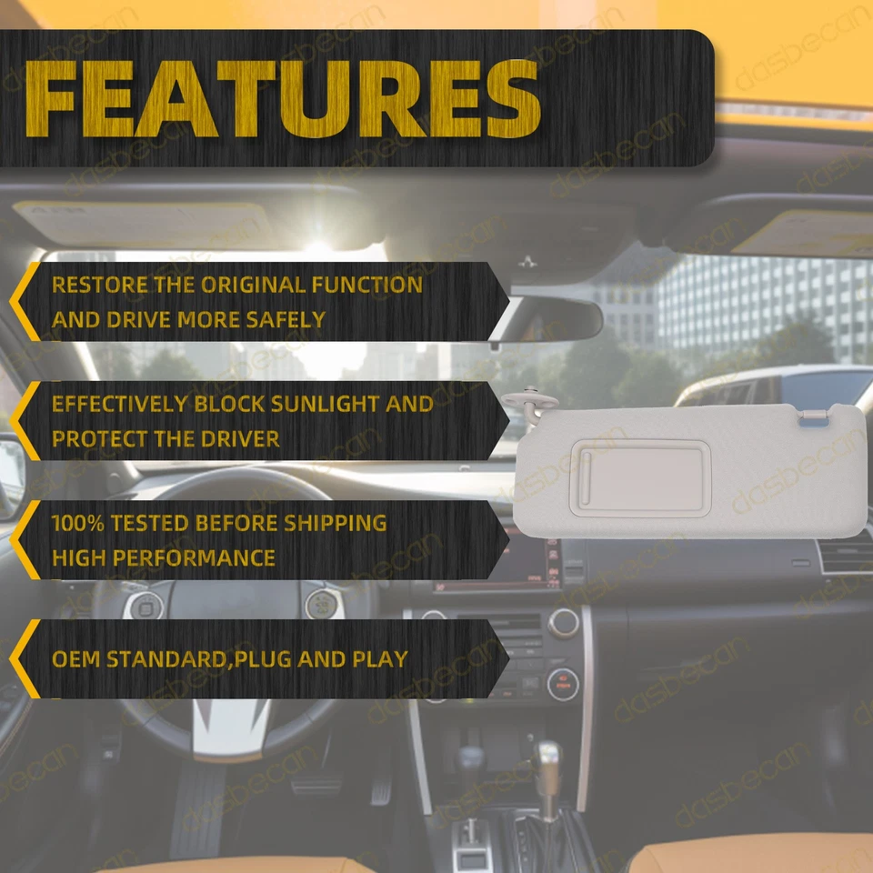 Left Driver Side Gray Sun Visor For Toyota Scion TC 2005-2010 2.4L 7432021210B2 Foto 3 de 4