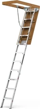 Folding Attic Pull Down Ladder Stairs Aluminum 375 LB. Loft Door Storage Garage