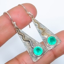 Neon Blue Apatite 925 Silver Plated Earring 1.95