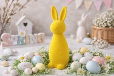 XXL Osterhase 30cm gelb beflockt Osterhasen o8623 Osterdeko Ostern süßer Hase