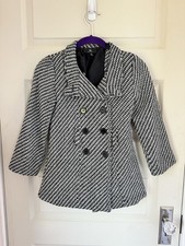 Vintage Amy Byer Pea Coat Girls Black And White Double Breasted Size S NO BELT