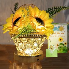 Birthday Gifts for Women, Gift Basket for Mom Sunflower Cordless Table Lamp,3...