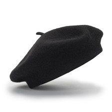 Women Beret Classic French Hat - Elegent Black Wool for Medium,