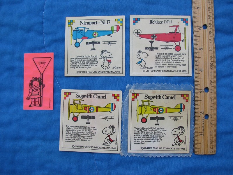 Vintage Snoopy World War I Airplane Stickers with Vintage Kellogg's Cereal Prize