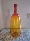Vintage MCM BLENKO GLASS 6717 Vase in TANGERINE by Joel Myers - No Stopper 16"