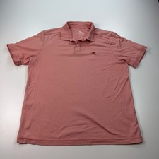 Tommy Bahama Polo Shirt Mens Medium Coral Pima Cotton Stretch Designer Preppy