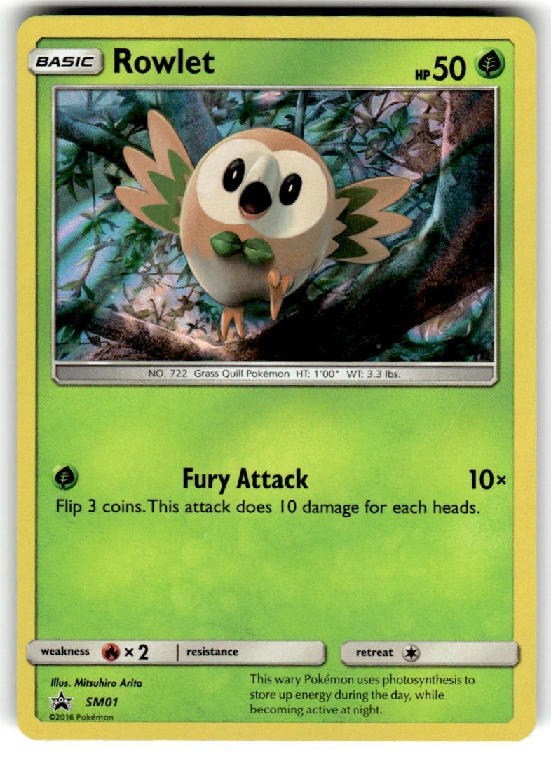 Rowlet - SM01 Holo Promo Sun & Moon Promo Pokemon Near Mint