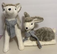 2017 Flocked/ Plush Reindeer Christmas Decorations 12  X12  Set Of 2