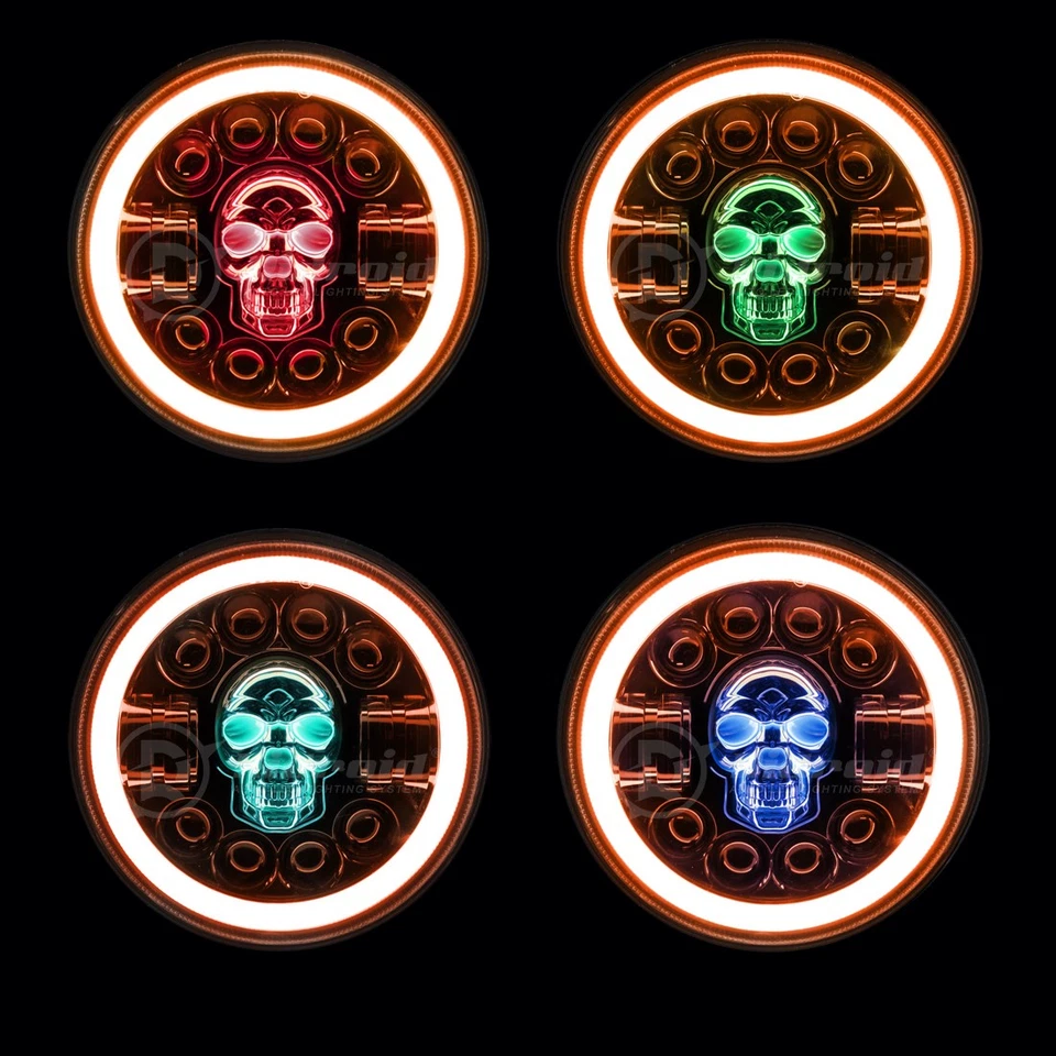 Faro LED 7" para Harley Davidson Electra Glide FLHTC RGB +4,5" luz de paso Foto 3 de 4