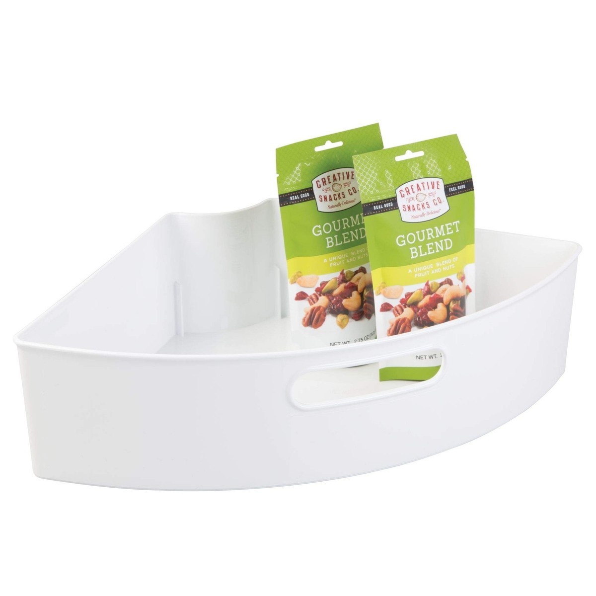 iDesign 62631 Plastic Lazy Susan Cabinet Storage Bin, 1/4 Wedge