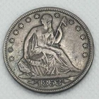 1853 Seated Liberty Half Dollar Arrows Rays 50C Silver Coin VF XF Details