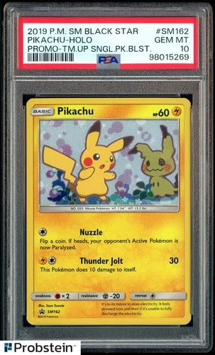 2019 Pokemon SM BSP Team Up Single Pack Blister #SM162 Pikachu Holo PSA 10