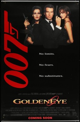 GOLDENEYE 1995 Original Huge Vinyl Theater Banner 46x70 DS Pierce Brosnan 007