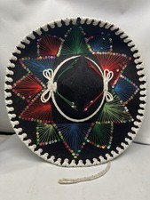 Vintage Authentic PIGALLE Black Multicolor Mexican Sombrero Mariachi Hat XXXXXXX