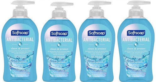 4 Pack Softsoap Antibacterial Clean Liquid Hand Soap Cool Splash, 11.25 oz