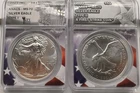 2021 Silver Eagle ANACS MS70 2-Coin Lot Type 1(W) + Type 2 First Strike