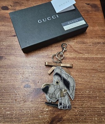 GUCCI Guccioli Great Dane Bag Charm Key Holder Keychain Unused w/Box Authentic