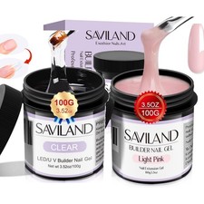 SAVILAND LED & U V Builder Nail Gel - 100G Large Capacity Clear Pink