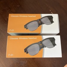 Set of 2 Bluetooth Smart Glasses Wireless Audio Sunglasses Headset F-01 Black