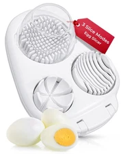 Egg Slicer for Hard Boiled Eggs - 3 Slice Modes Egg Cutter, Heavy Duty, Stain...