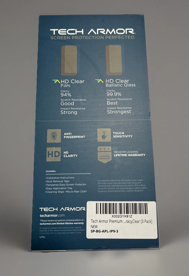 Tech Armor Ballistic Glass Screen Protector for iPhone 6/6s/7/8/SE 2/3 – 3-Pack - Image 2 of 2