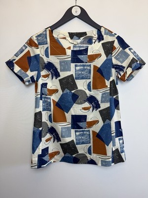 Seasalt Pebble Art Top Women s UK 8 Short Sleeve Blouse Abstract Print Cotton