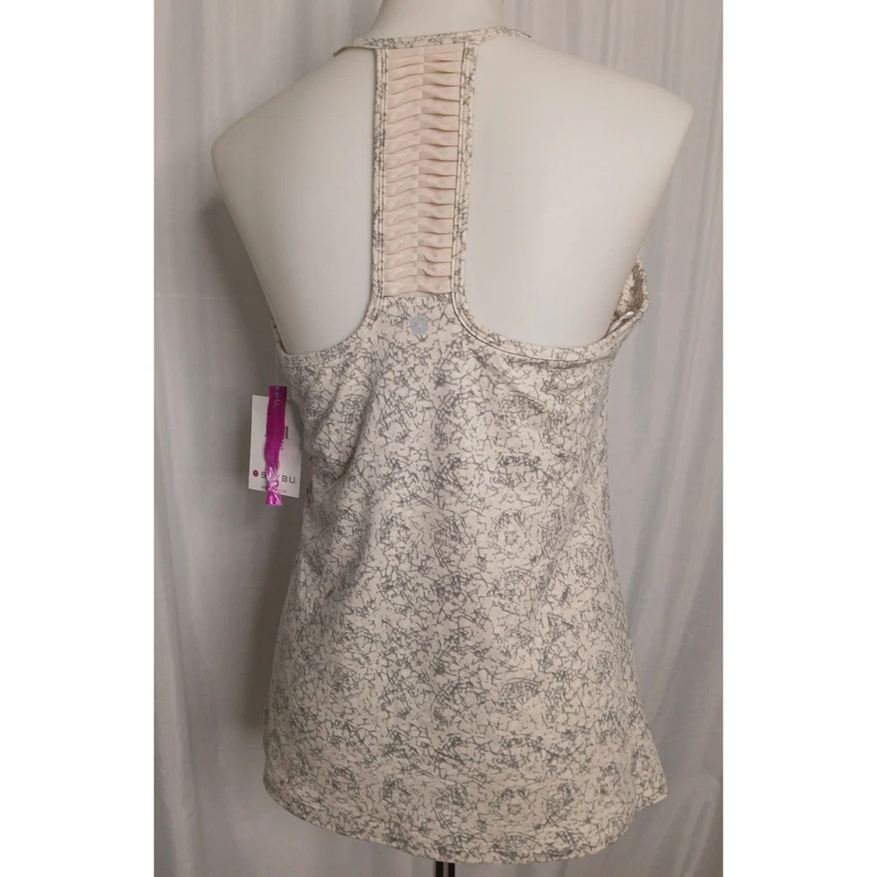 Soybu Pintuck Racerback Paschi Tank Quartz Gray White Large - Image 2 of 4