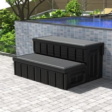 Hot Tub Steps, Outdoor Spa Steps with Storage, Non-Slip & Sturdy Hot Tub Stai...