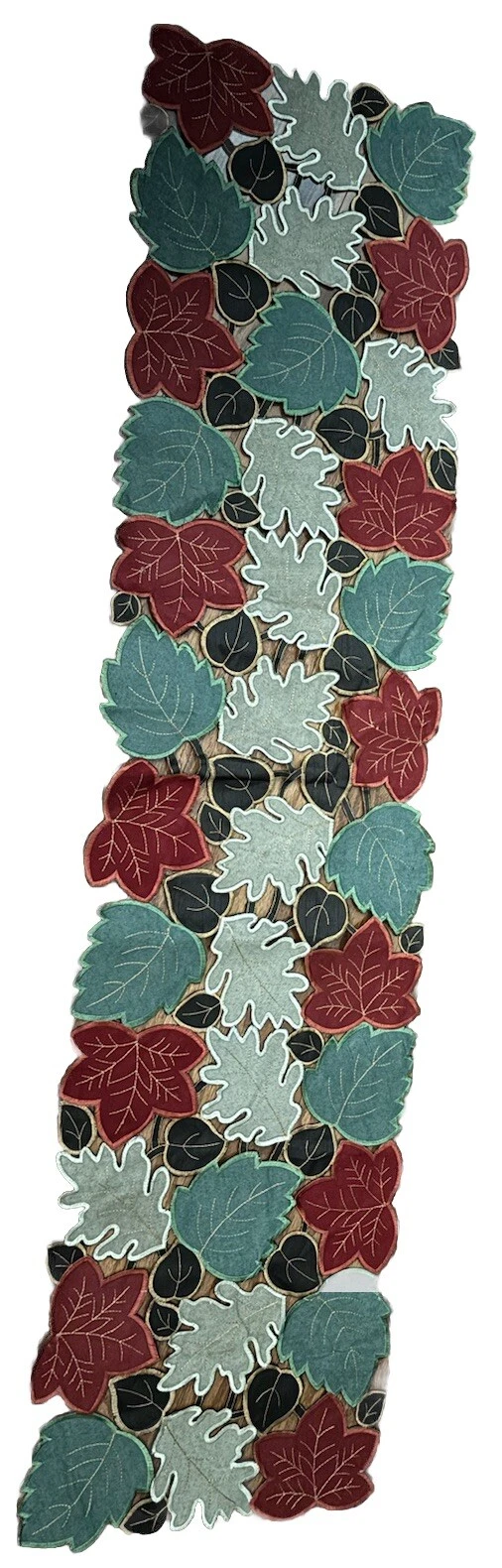 BEAUTIFUL TABLE RUNNER AUTUMN FALL COLORFUL LEAVES 52”