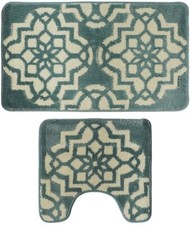 Bath Rugs Toilet Mat Set - 2 pcs Washable Non-Slip Bathroom Rug Soft Contour Mat