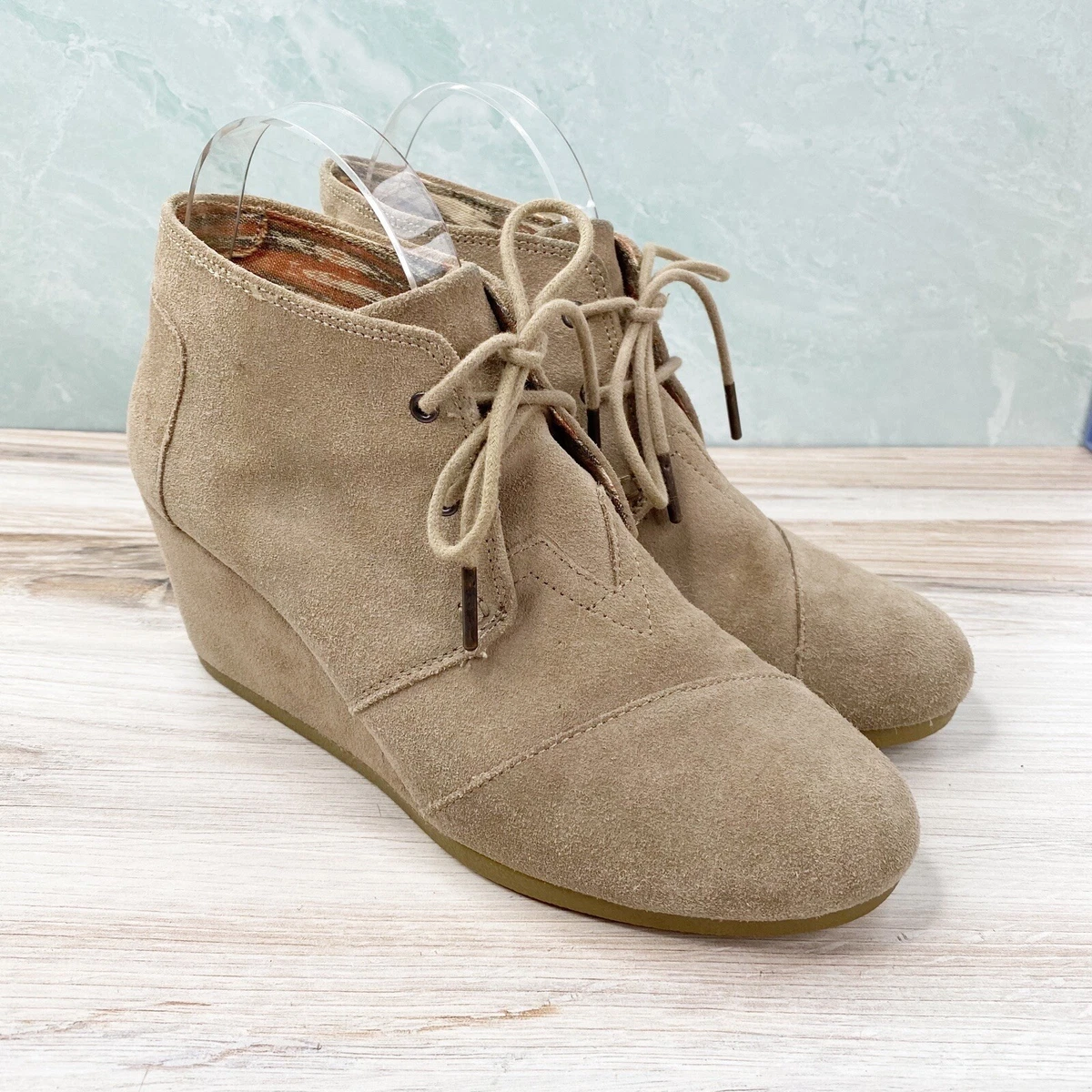 Toms suede wedge booties cheap