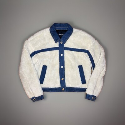 Calvin Klein Jeans Women Denim Sherpa Snap Buckle Jacket