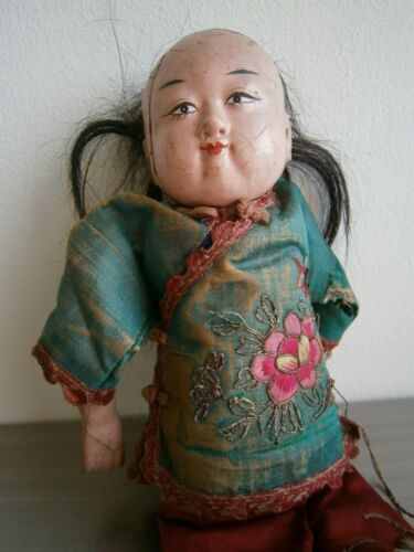 Doll Antique " Girl " Clothes China Silk Embroidered 19° S Deco Asia Game Toy - 第 1/12 張圖片