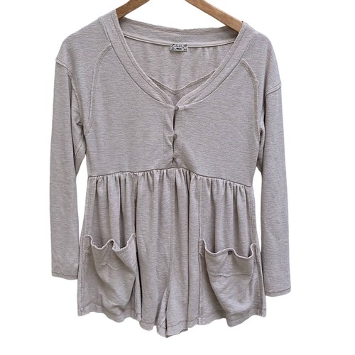 FREE PEOPLE intimatly hello sun supersoft pj romper cover up Size XS in OAT